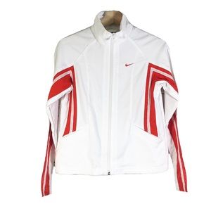 Nike Windbreaker Jacket Running Workout Zip Up White Sz XS